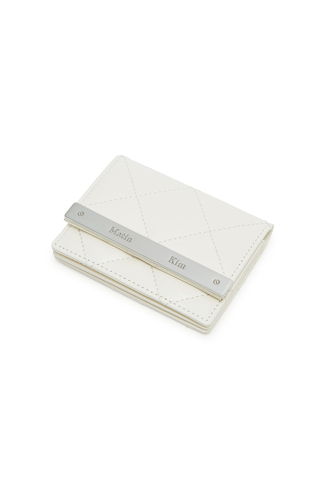 Matin Kim Puff Quilt Leather Wallet — Ivory