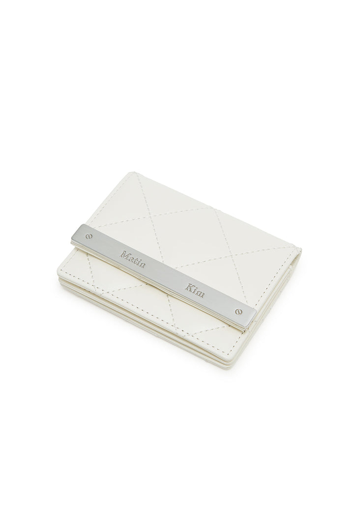 Matin Kim Puff Quilt Leather Wallet — Ivory