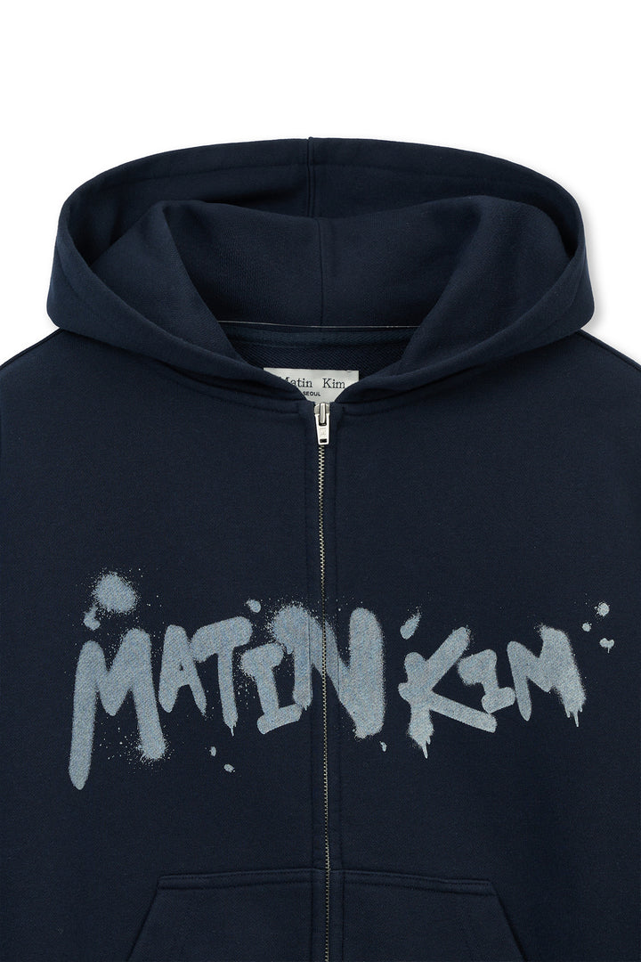 Matin Kim Graffiti Logo Zip Hoodie — Navy blue