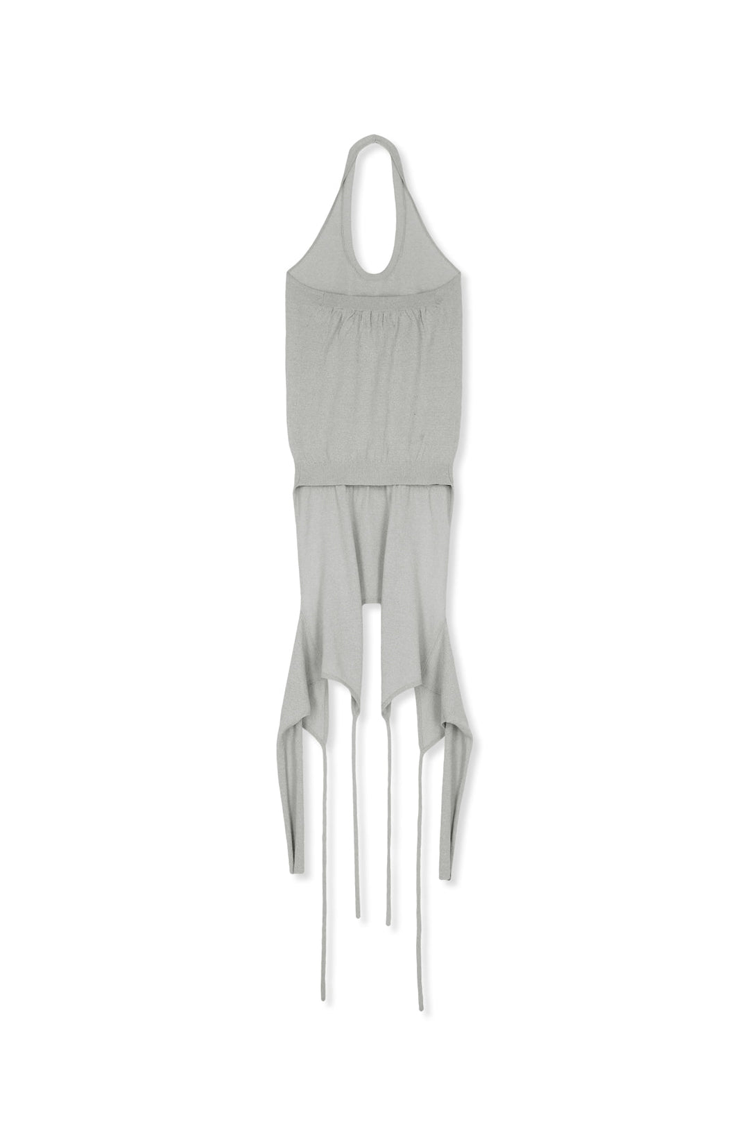 Matin Kim Layered Tie Halter Neck Knit Top — Light Grey
