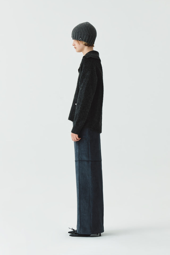 KIMMATIN Button High Neck Alpaca Blend Sweater — Charcoal