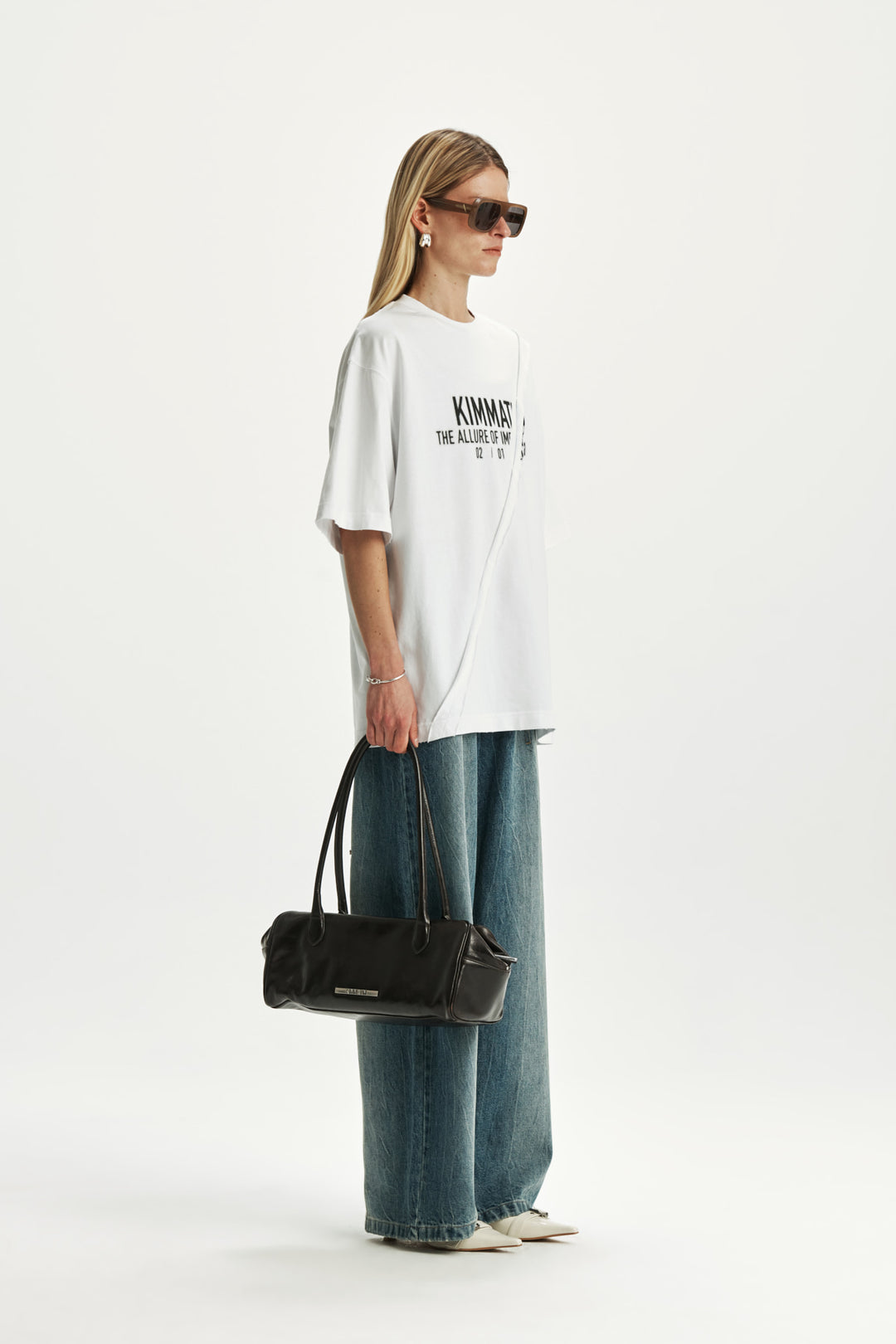 KIMMATIN Pintuck Wide Denim Pants — Blue