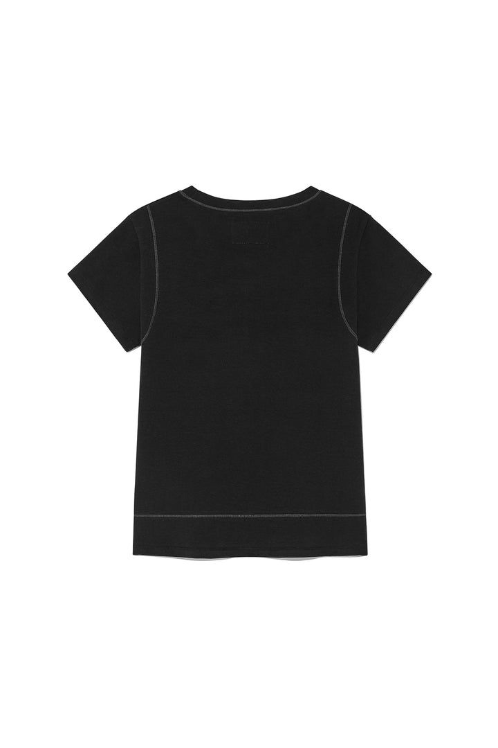 Matin Kim Stitch Point Small Logo Top — Black