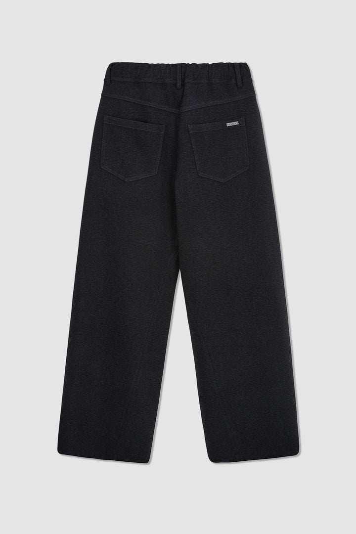 KIMMATIN Blended Wool Curved Banding Pants — Charcoal