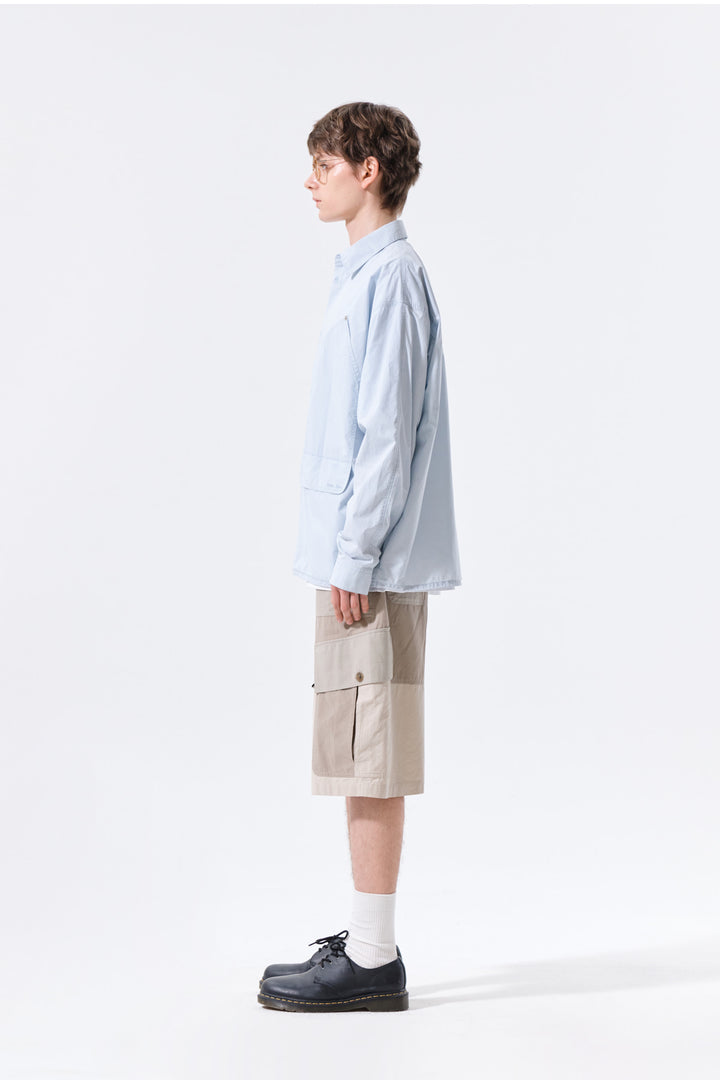 Matin Kim Washed Cotton Drawstring Shirt Sky