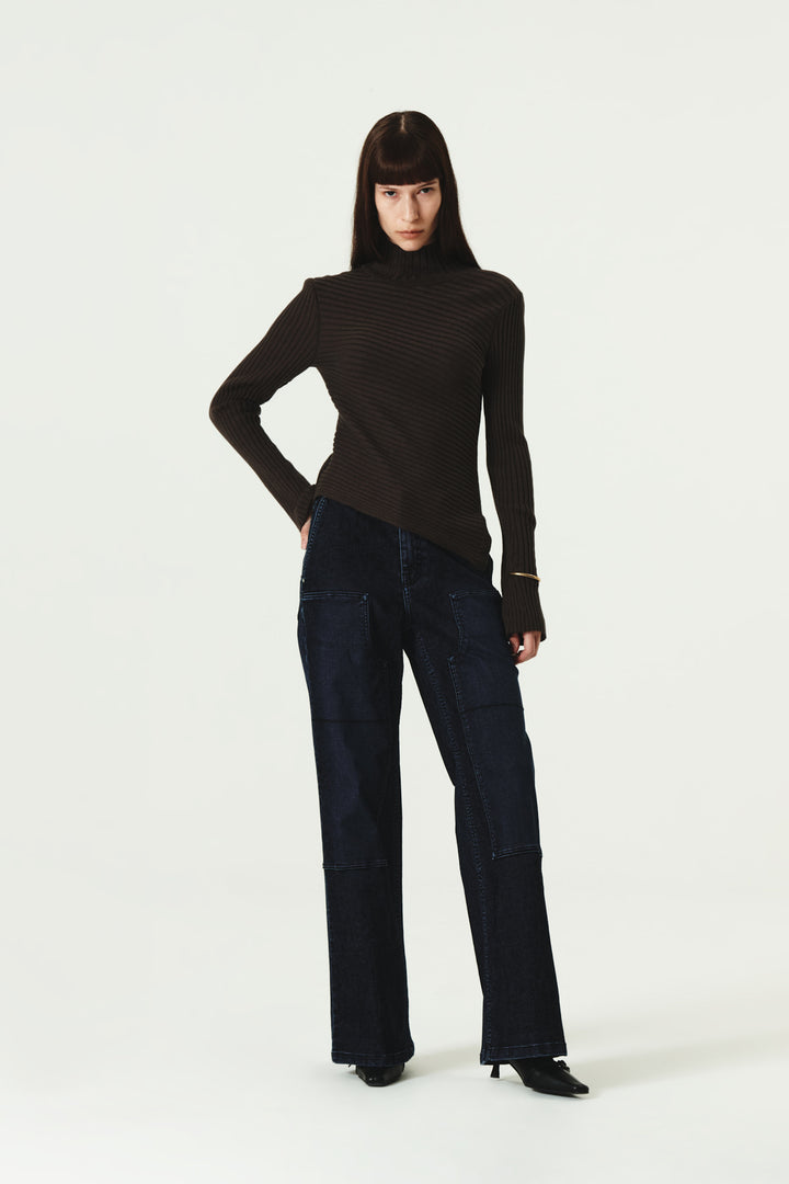 KIMMATIN Carpenter Velvet Denim Pants — Navy blue