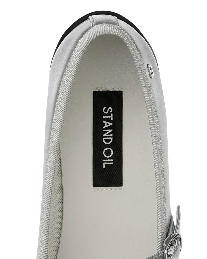 Stand Oil Strap Ballet Mary Jane — Silver