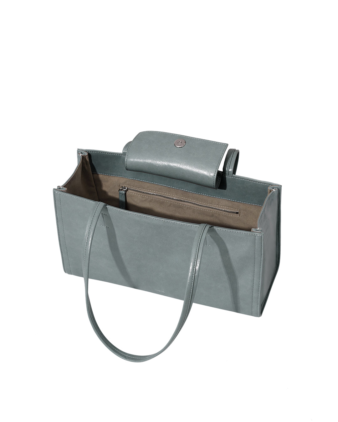 Stand Oil Oblong Bag — Structured Shoulder — Denim Blue