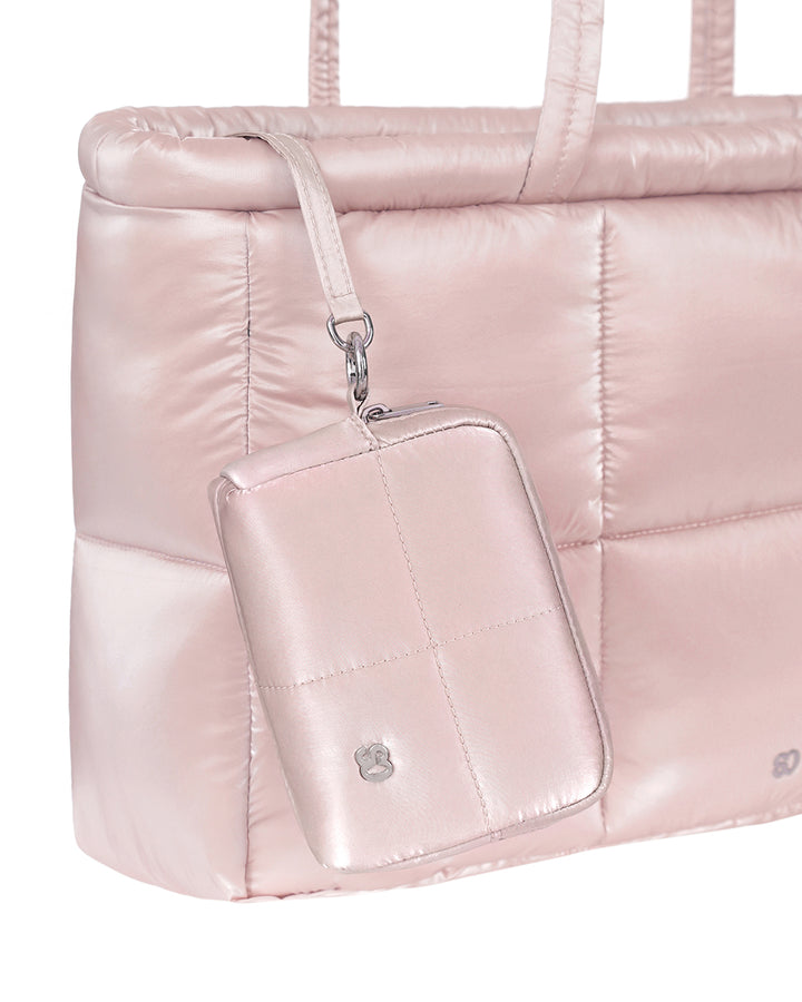 Stand Oil Bubble Pouch — Quilted Nylon Mini — Soft Pink