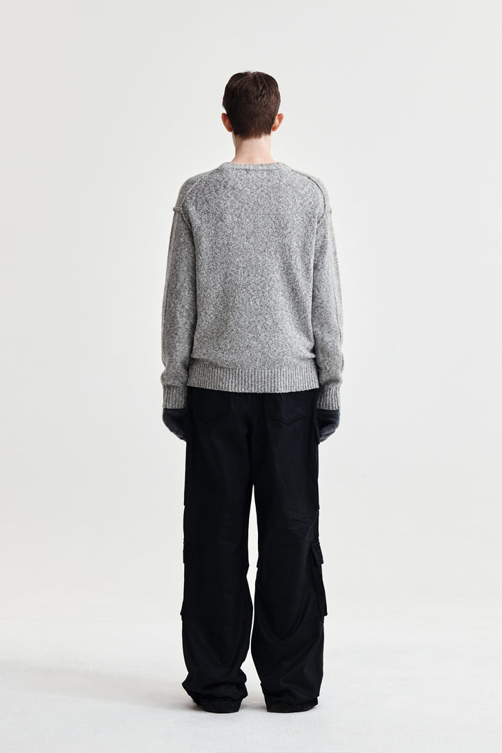 Matin Kim Mixed Yarn Knit Pullover — Gray