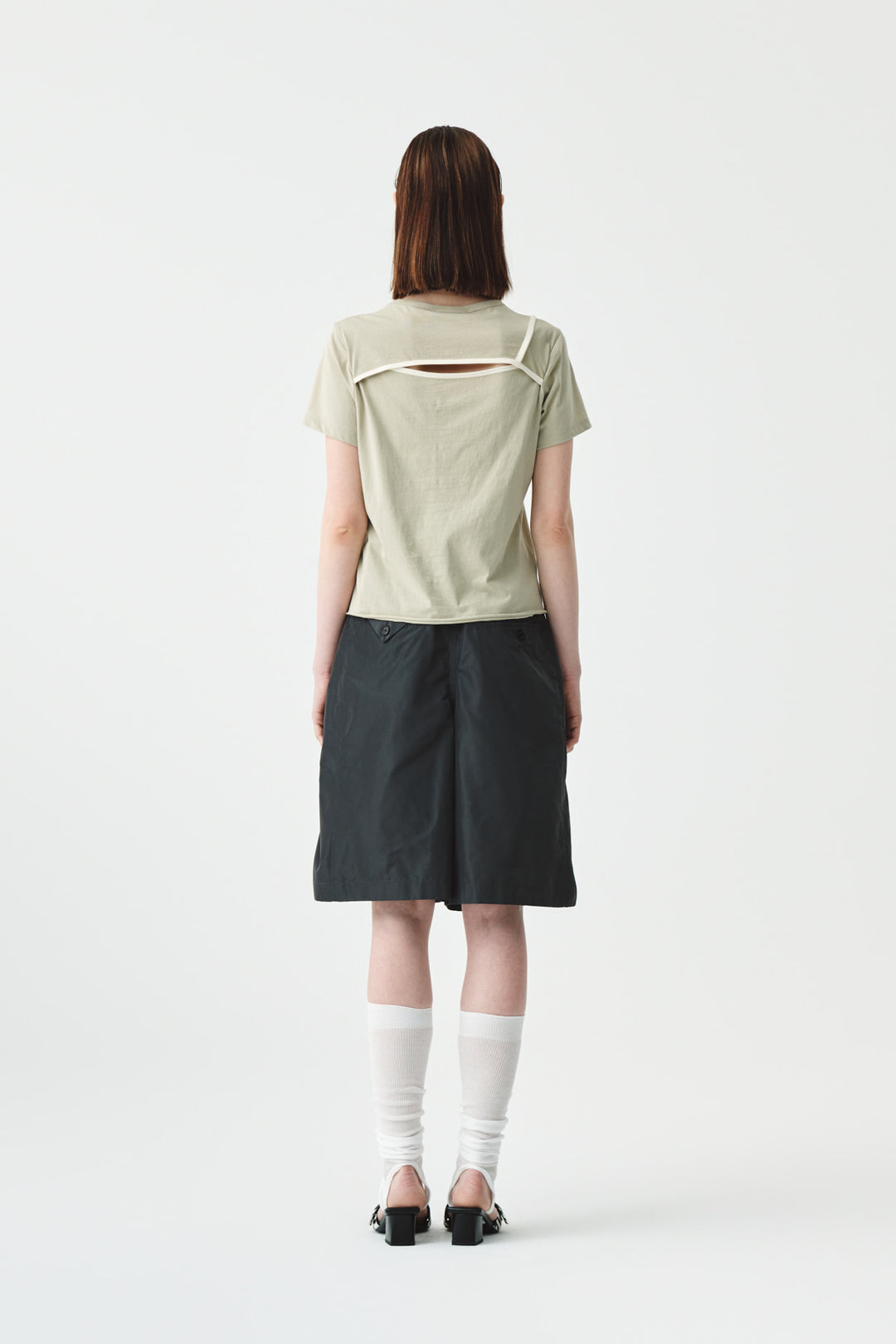 KIMMATIN Back Slit Slim Top in Light — Khaki
