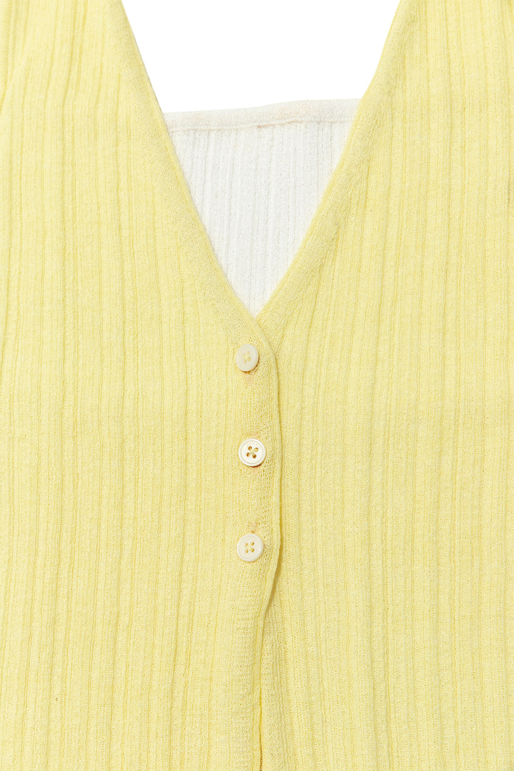 Matin Kim Layered Button Halter Neck Top — Yellow