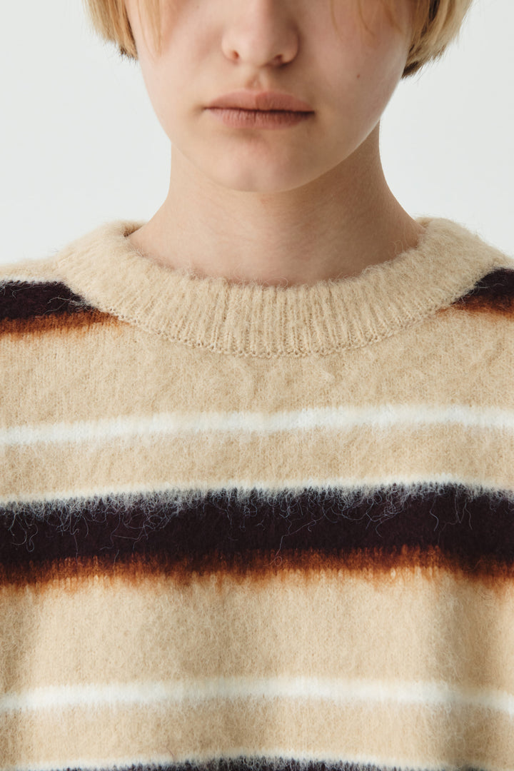KIMMATIN Multi Stripe Mohair Knit Pullover — Beige