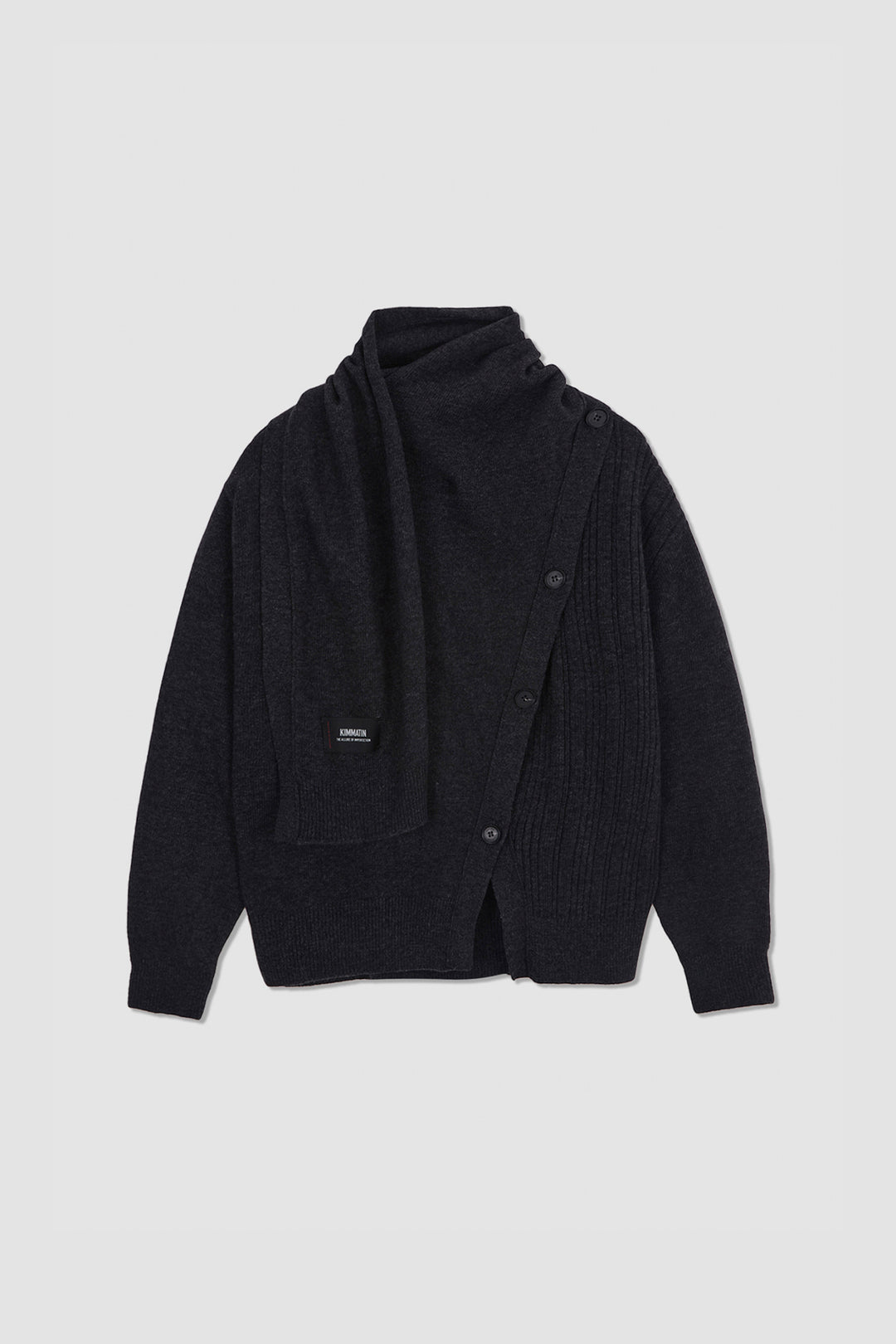 KIMMATIN Muffler Cardigan — Charcoal
