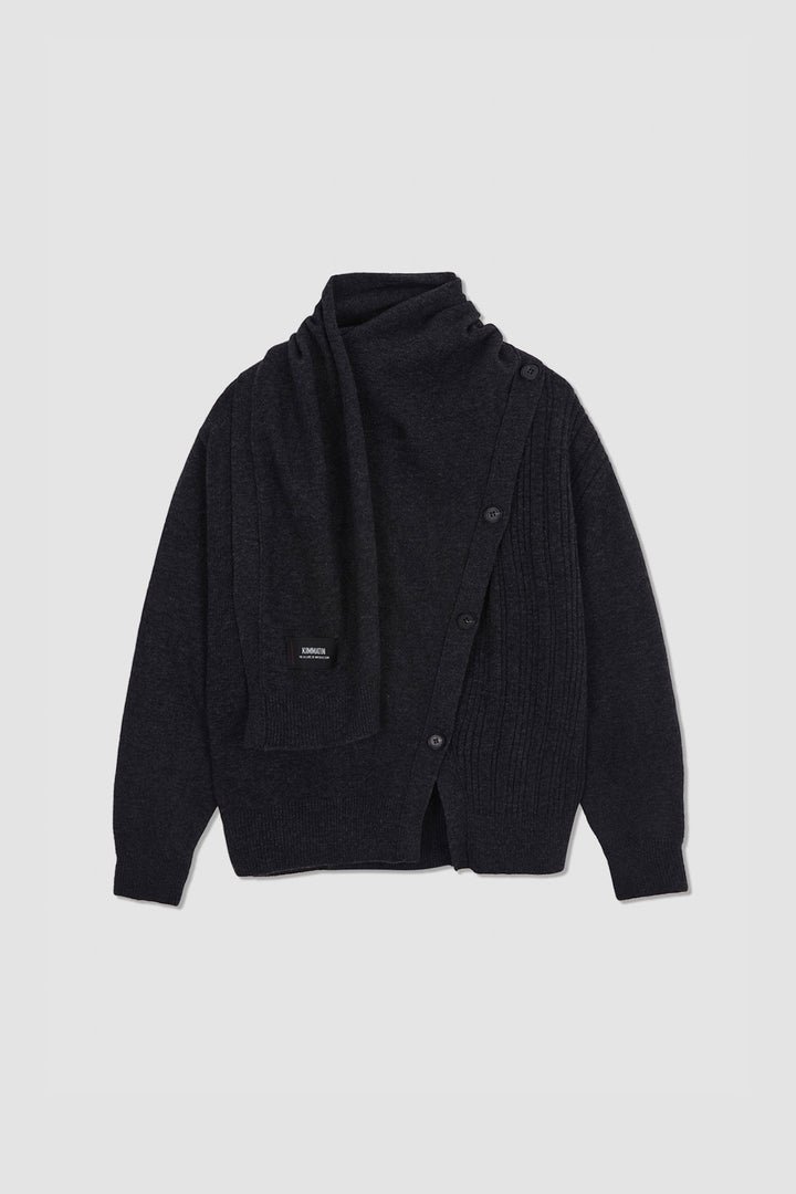 KIMMATIN Muffler Cardigan — Charcoal