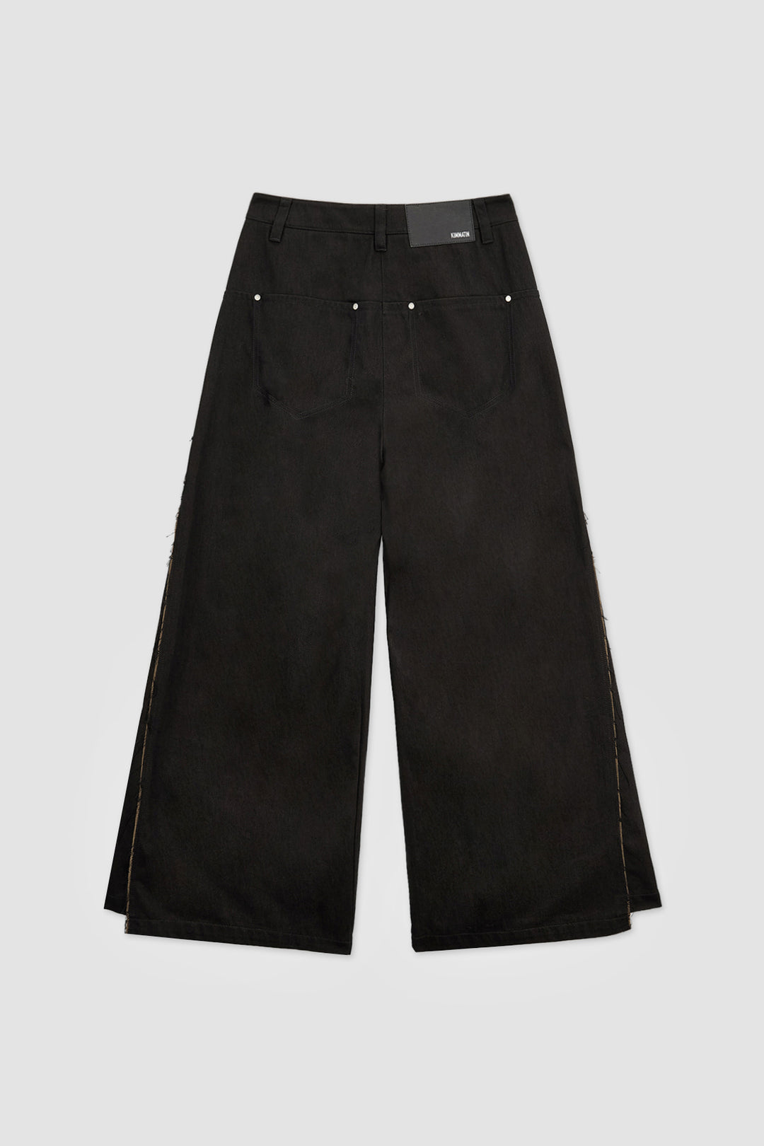 KIMMATIN Cutting Detail Wide Cotton Pants — Black
