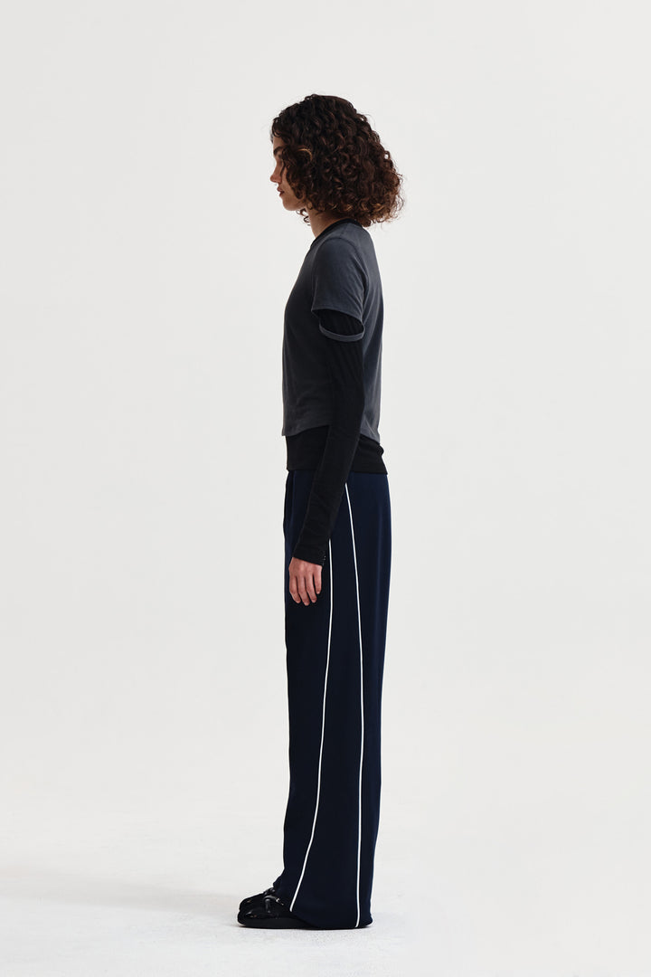 Matin Kim Layered Point Slim Top — Charcoal