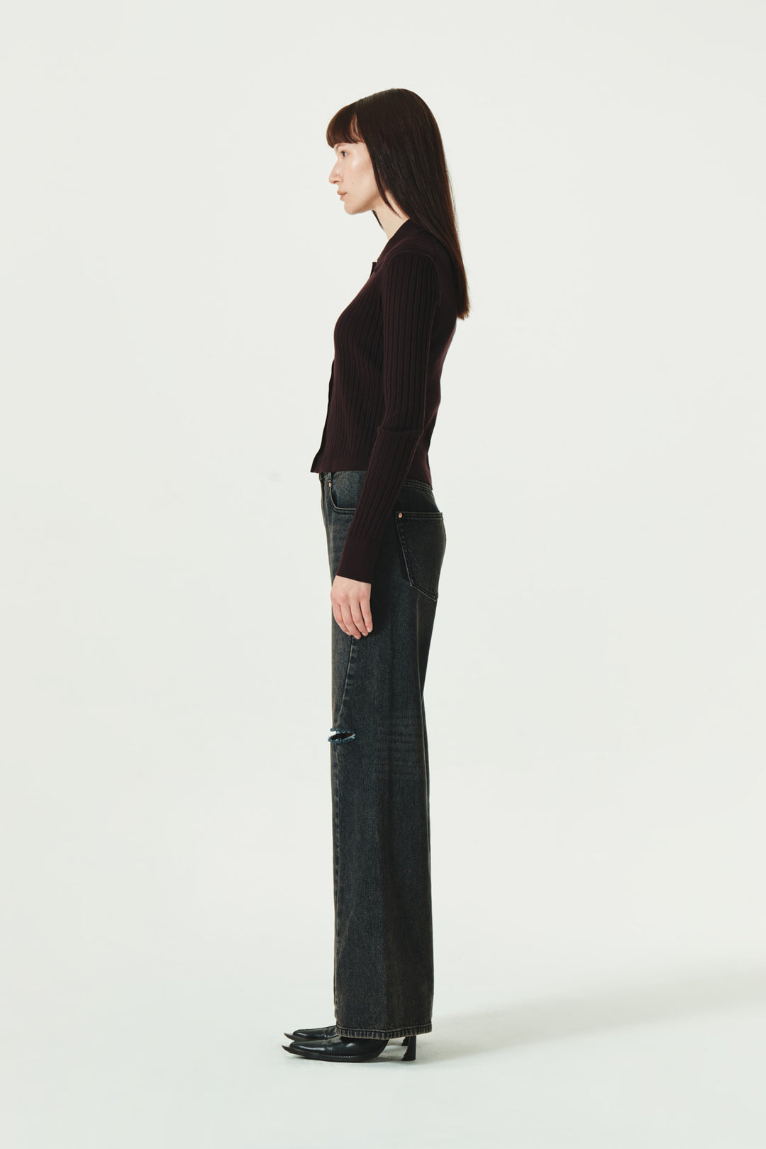 KIMMATIN Slit Point Flare Denim — Navy blue