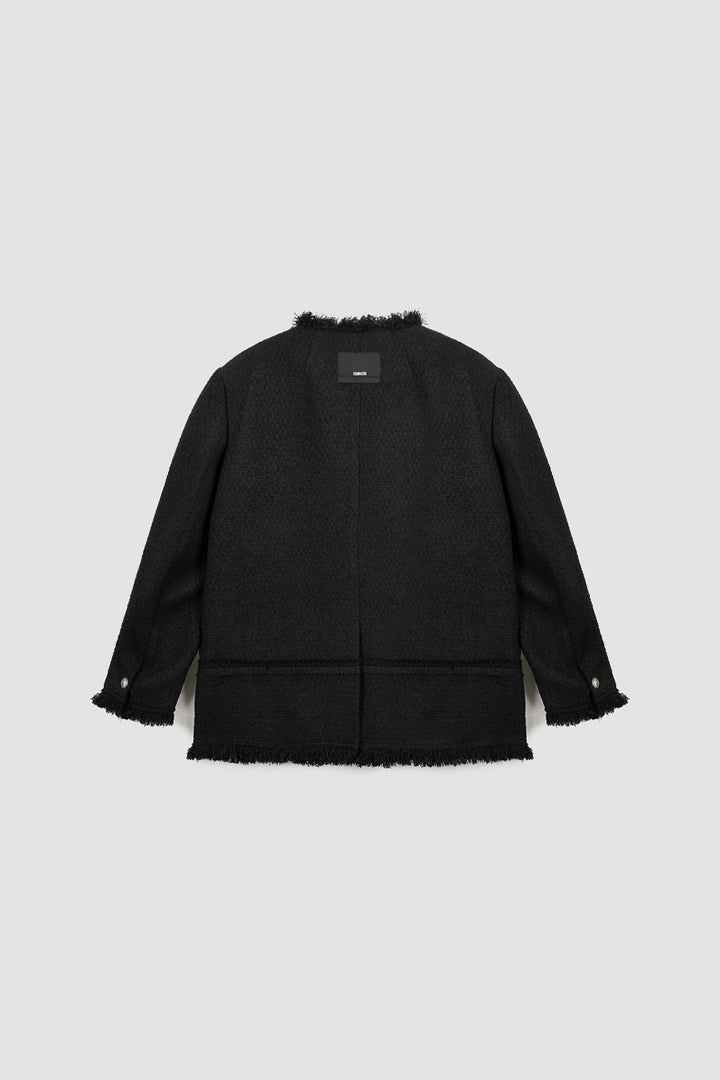 KIMMATIN Patch Pocket Tweed Jacket — Black