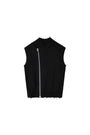 Matin Kim High Neck Logo Knit Zip Vest — Black