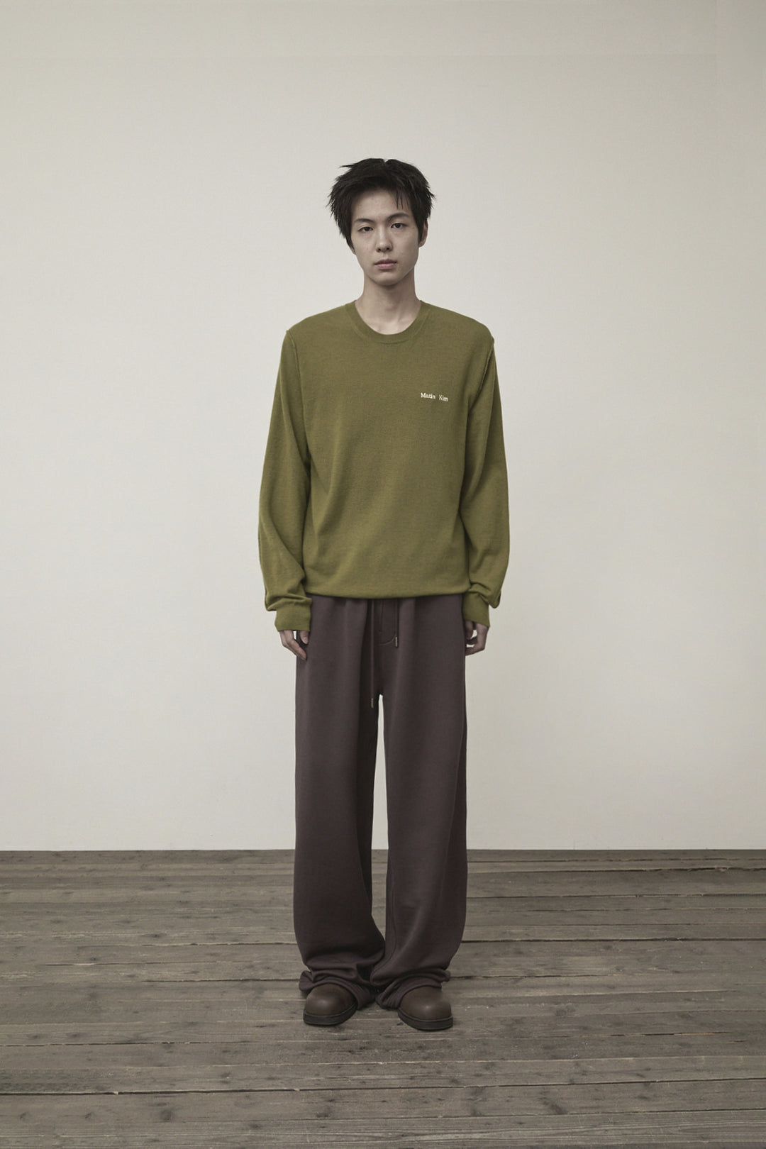 Matin Kim Cashmere Blended Round Knit — Olive