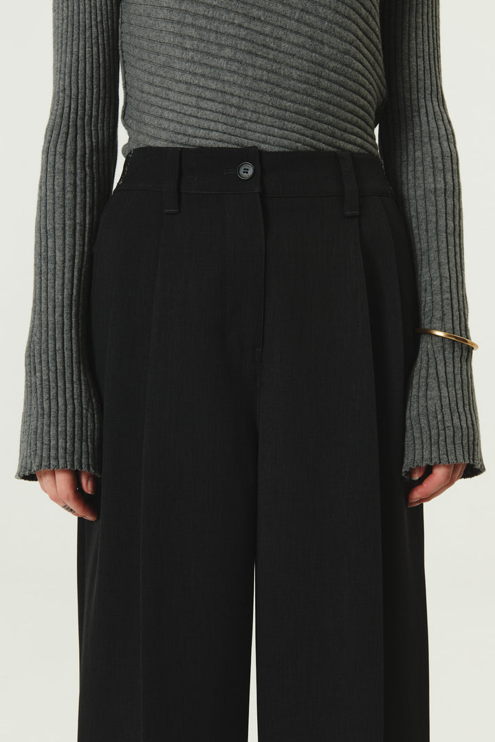 KIMMATIN Back Yoke Detail Wide Trouser — Charcoal