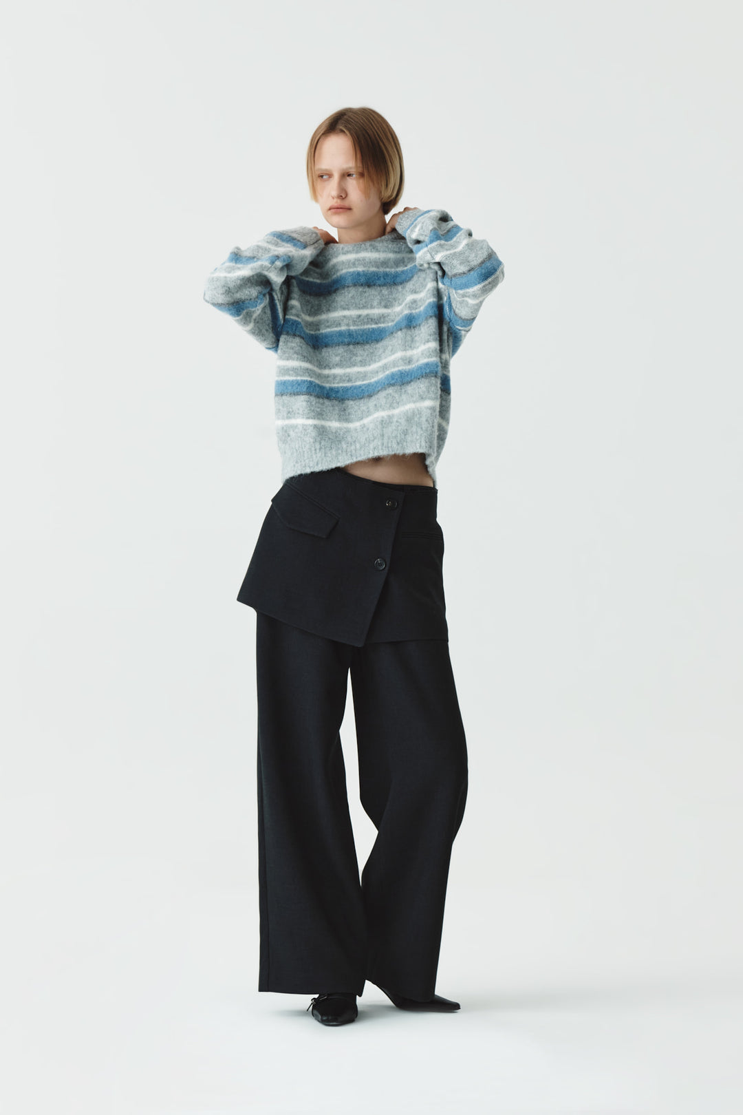 KIMMATIN Multi Stripe Mohair Knit Pullover — Gray