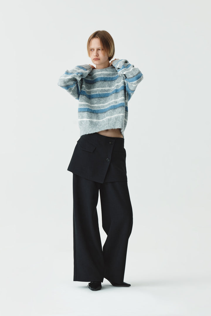 KIMMATIN Multi Stripe Mohair Knit Pullover — Gray