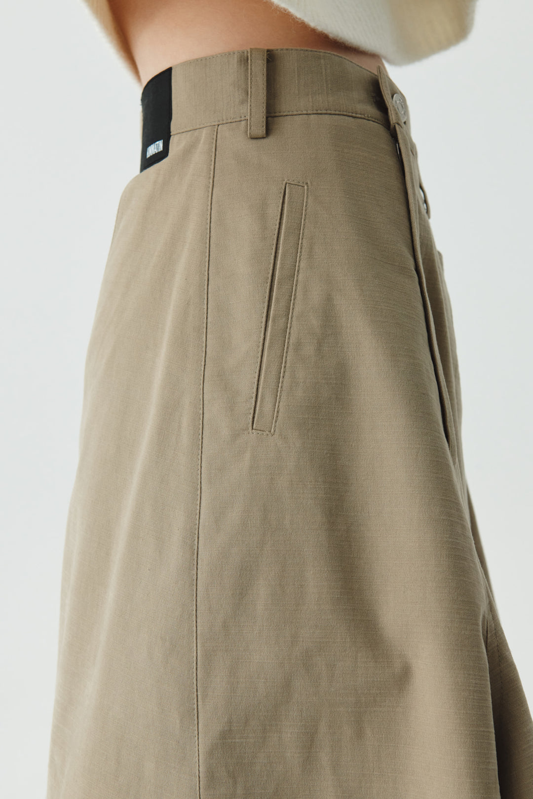 KIMMATIN Unbalance Cotton Flare Skirt — Beige