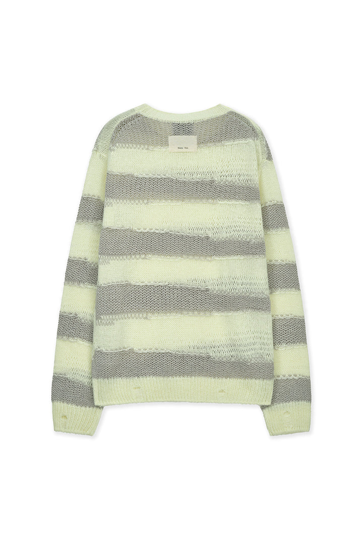 Matin Kim Texture Block Stripe Knit Pullover — Yellow