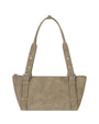 Stand Oil Boat Bag — Glossy Shoulder Crossbody — Taupe