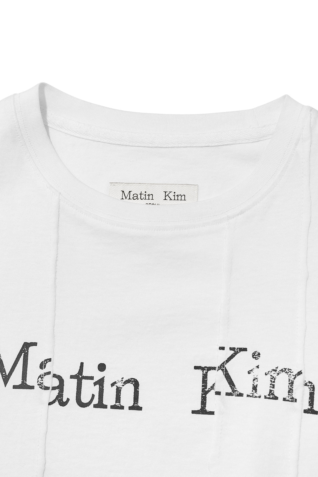 Matin Kim Unbalance Logo Crop Top — White