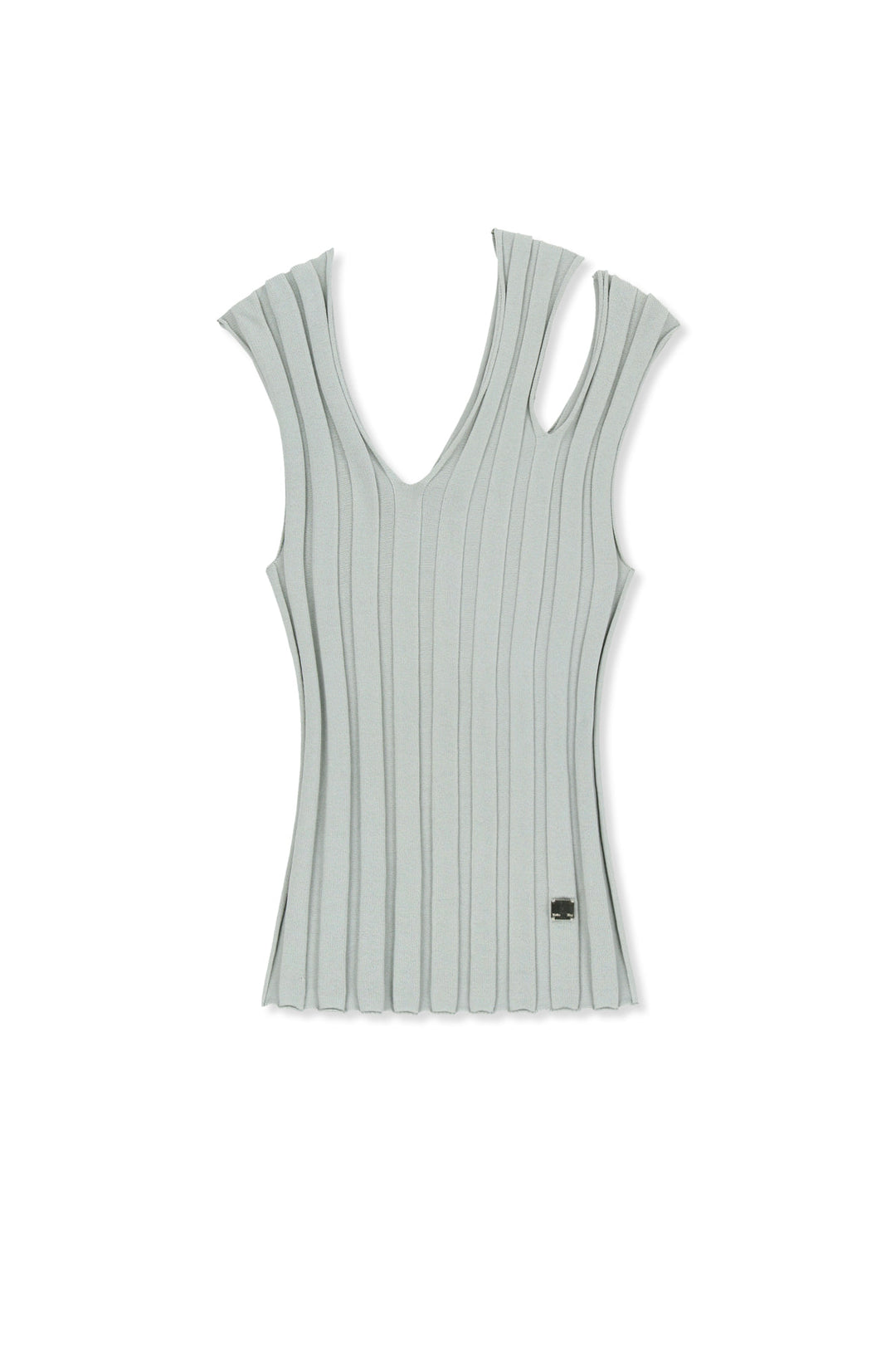 Matin Kim Cut Out Sleeveless Knit Top — Light Grey