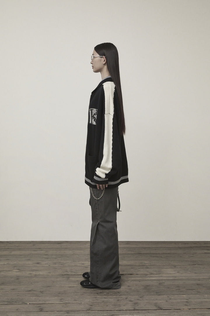 Matin Kim Initial Knit Zip Up — Black
