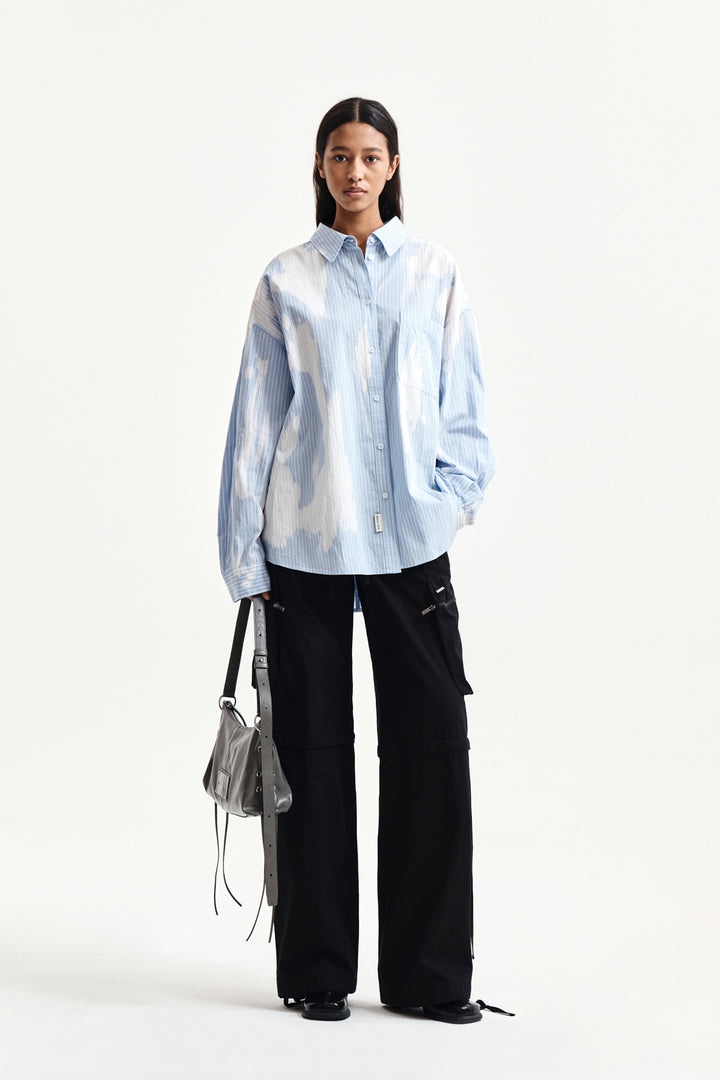 Matin Kim Embroidery Small Logo Shirt — Light Blue
