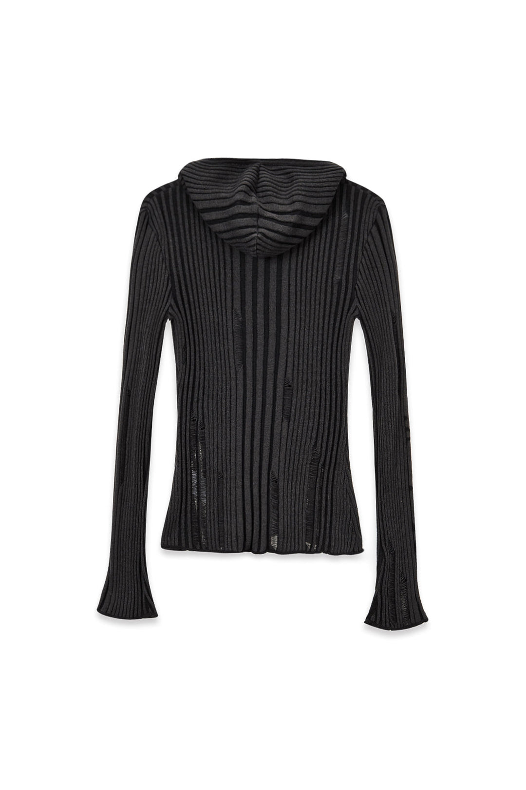 Matin Kim Logo Point Damage Slim Hoody Cardigan — Charcoal