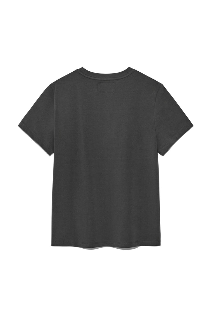 Matin Kim Applique Logo Patch Top — Charcoal