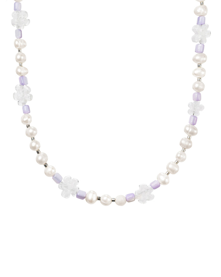 Stand Oil Flower Pearl Necklace — Lilac