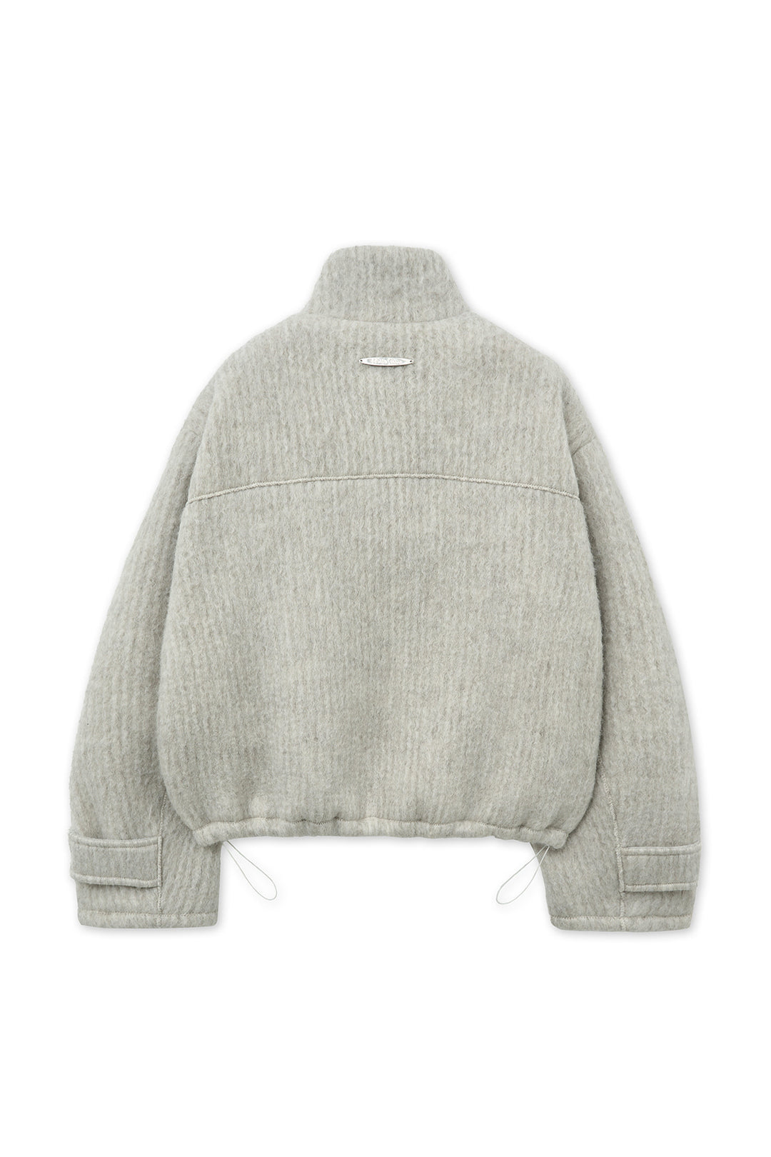 Matin Kim Hairy High Neck Zip Up Jumper — Beige