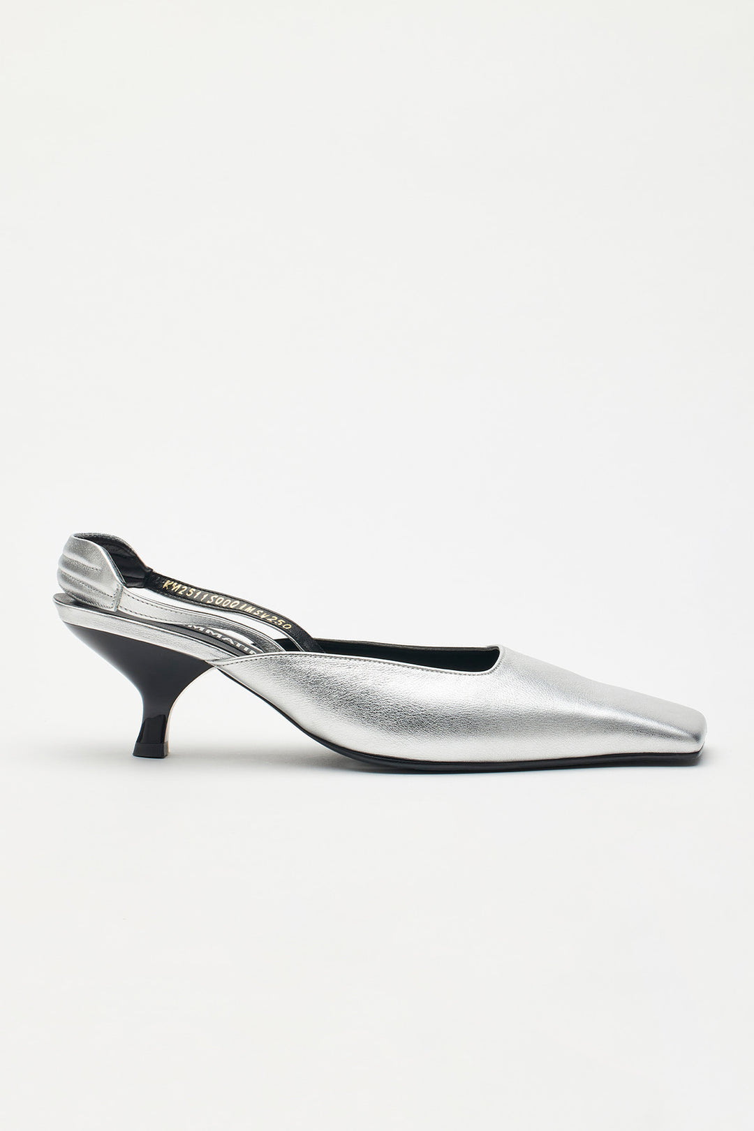 KIMMATIN Square Toe Sling Back Heel — Silver