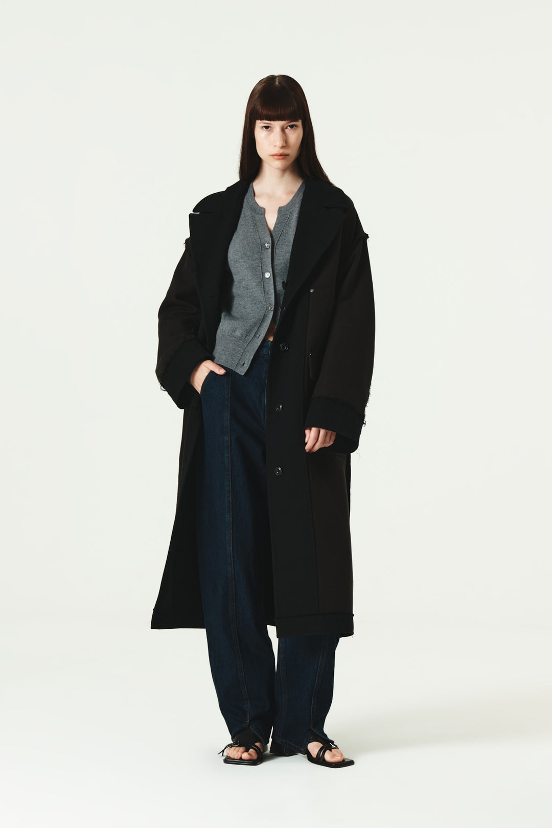 KIMMATIN Reversible Wool Cotton Oversized Coat — Black