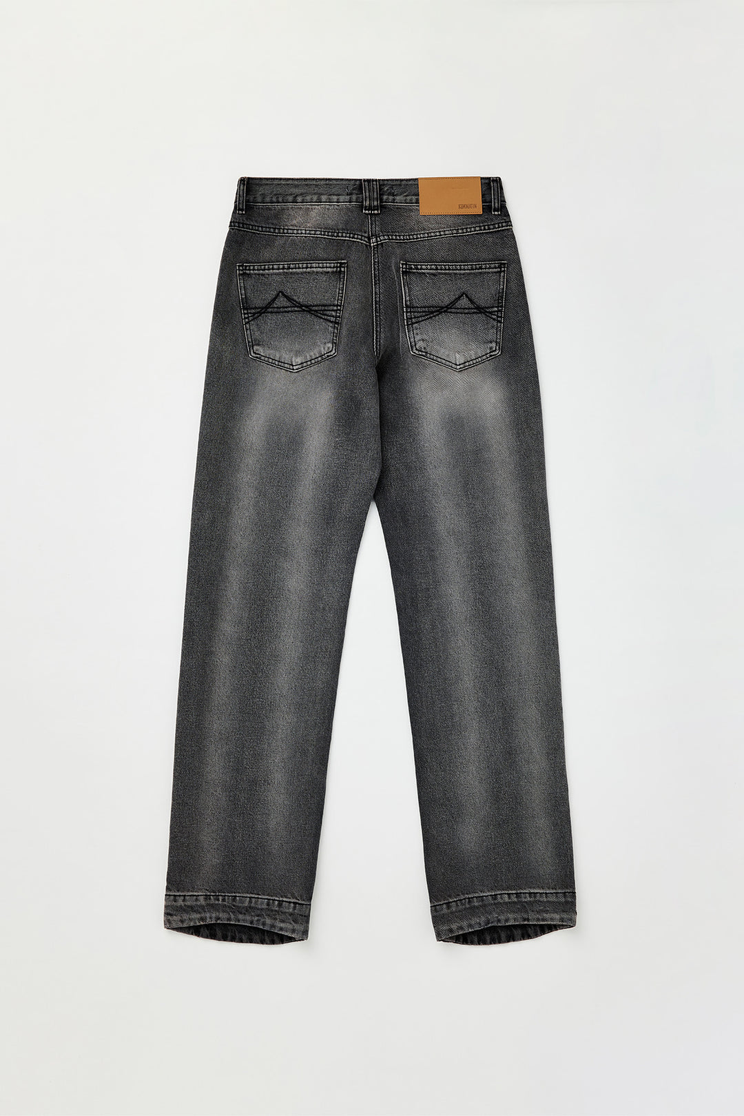 KIMMATIN Double Hem Washed Denim Pants — Gray
