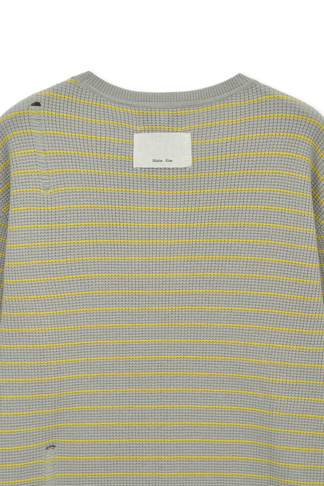 Matin Kim Stripe Damaged Loose Pullover — Beige