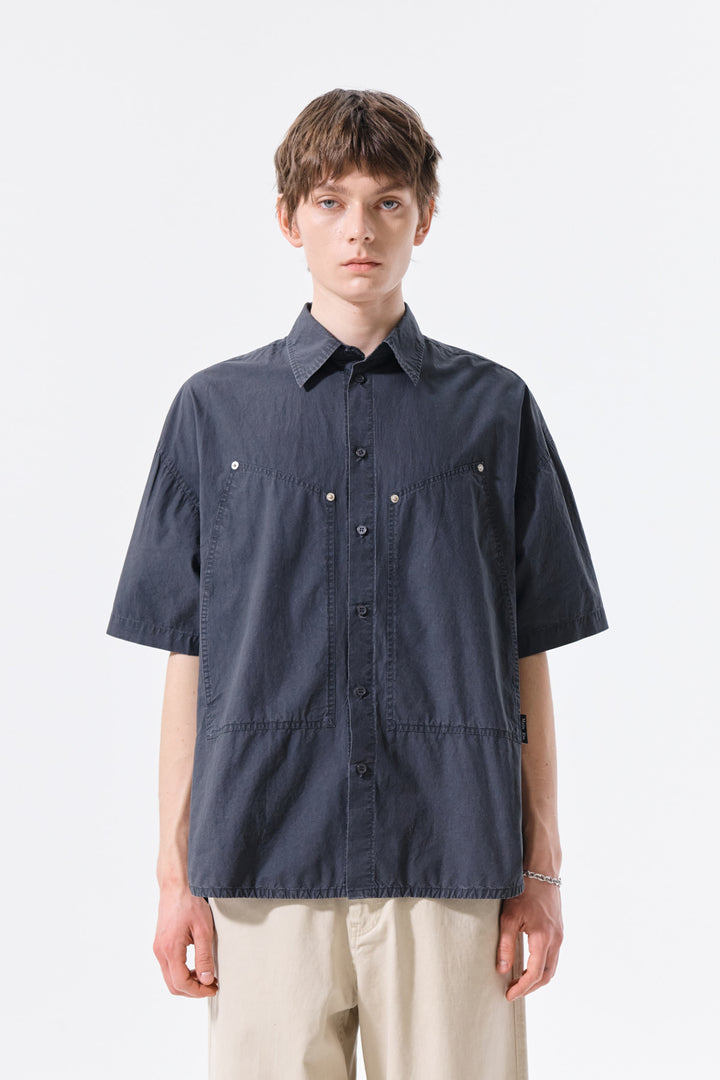 Matin Kim Half Sleeve Pocket Shirt — Charcoal