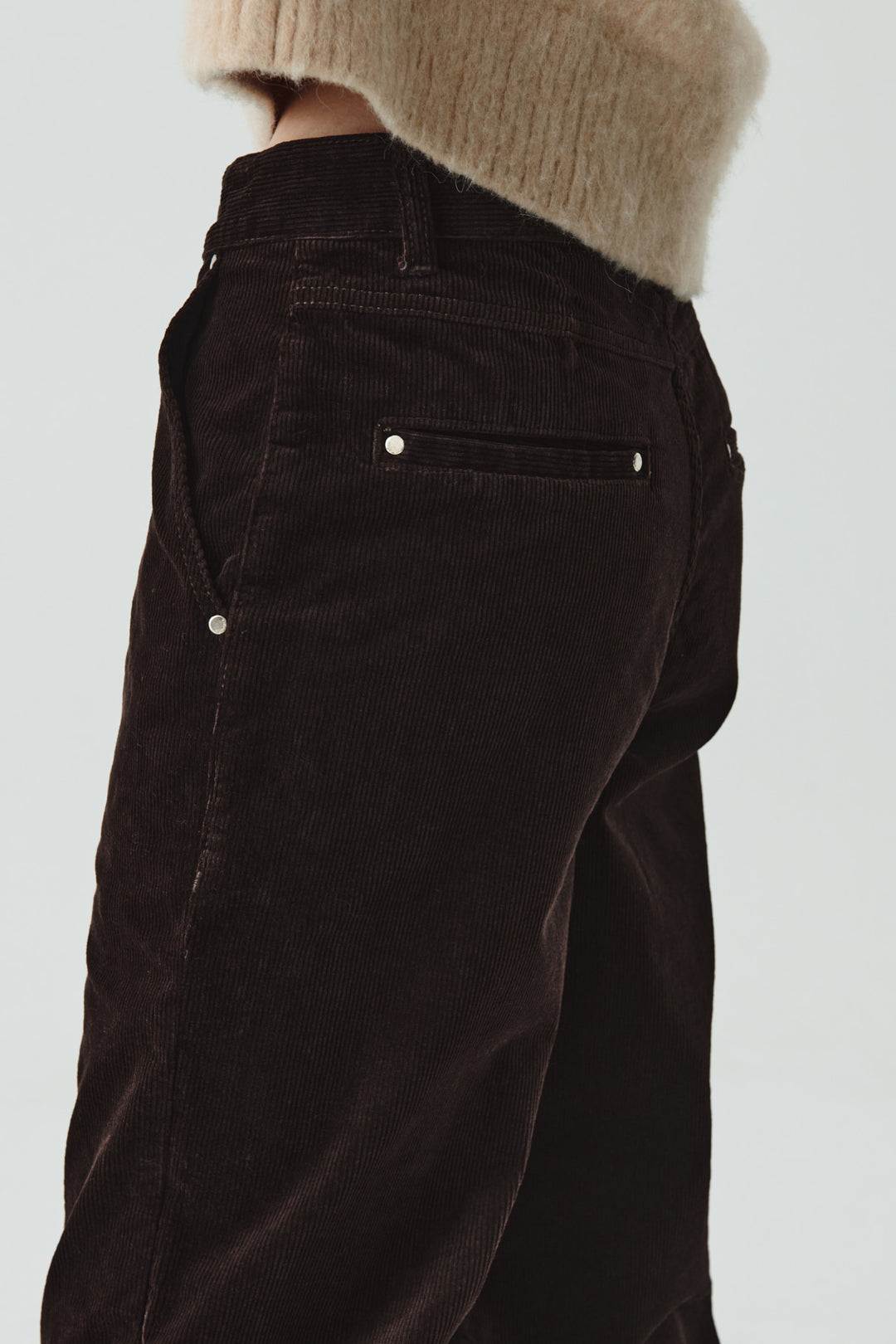 KIMMATIN Slim Boots Cut Corduroy Pants — Brown