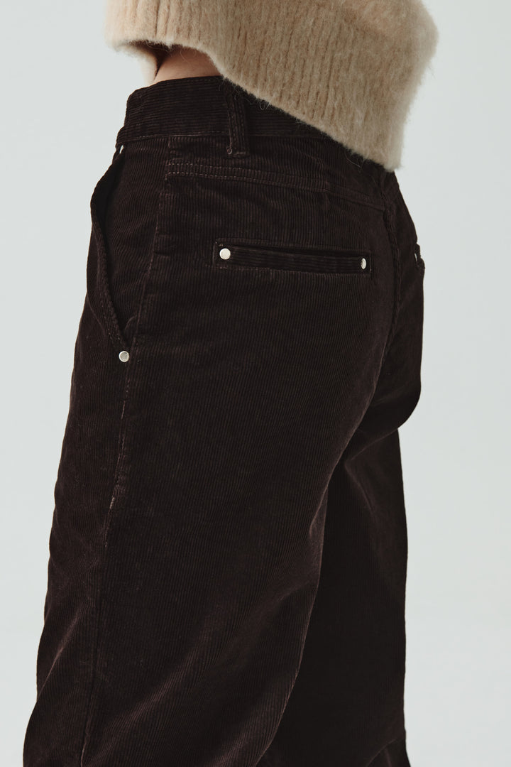 KIMMATIN Slim Boots Cut Corduroy Pants — Brown