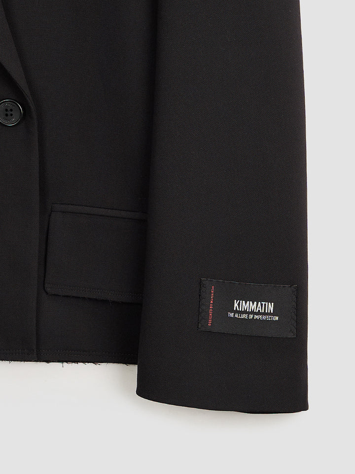KIMMATIN Oversize Low Edge Crop Jacket — Black
