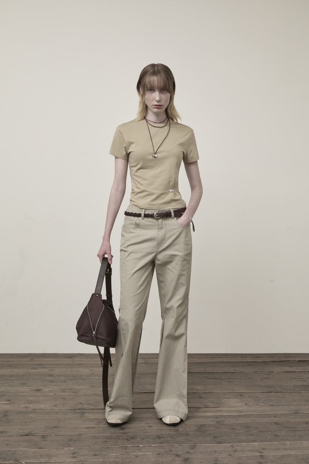 Matin Kim Side Pintuck Point Pants — Beige