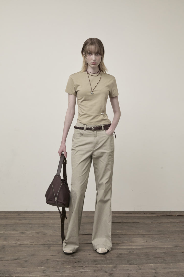 Matin Kim Side Pintuck Point Pants — Beige