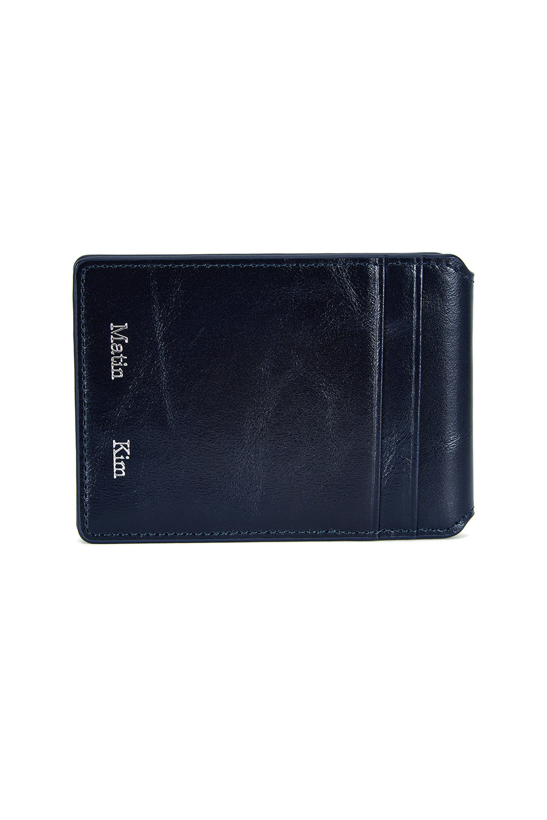 Matin Kim Embossed Logo Business Wallet — Navy blue